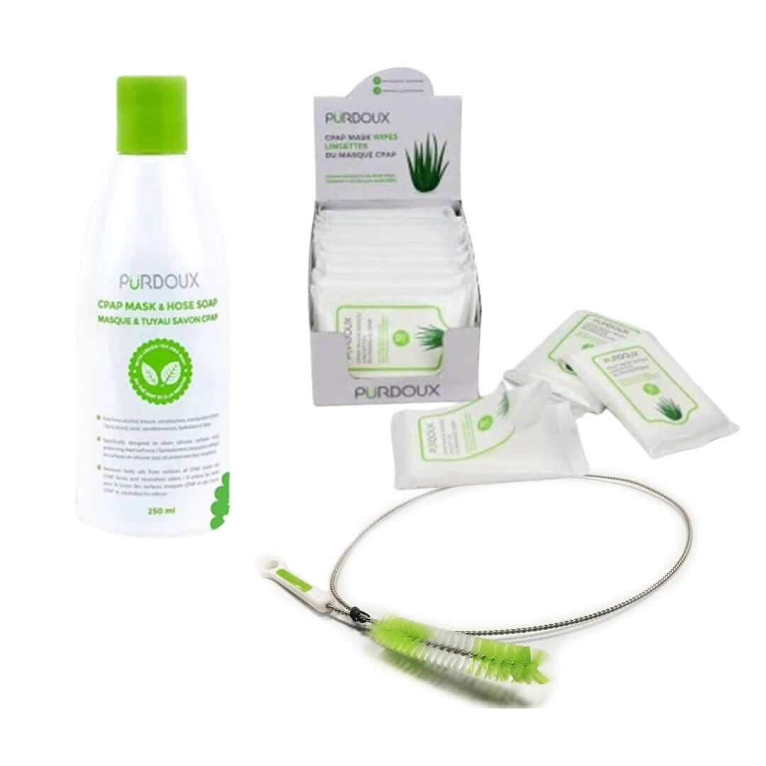 Trousse de nettoyage Masque de CPAP et accessoires - Menthe et thé vert