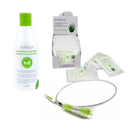 Trousse de nettoyage Masque de CPAP et accessoires -  Menthe et thé vert